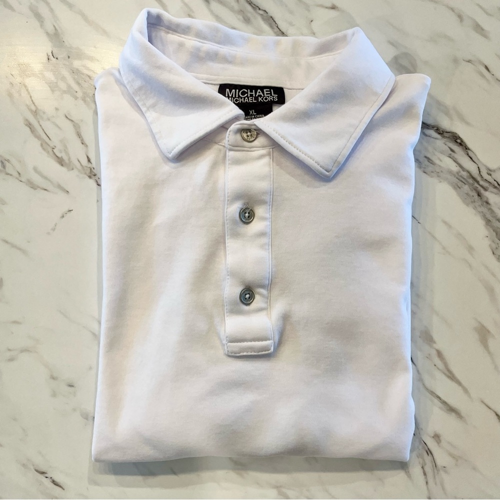 Michael Kors Men's Short Sleeve Polo T-Shirt Size XL Cotton Solid White